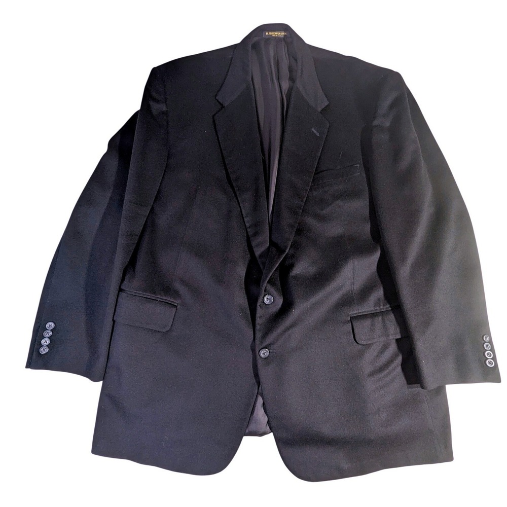 H. Freeman & Son Black Wool Two Button Blazer Custom Made USA - Picture 3 of 16